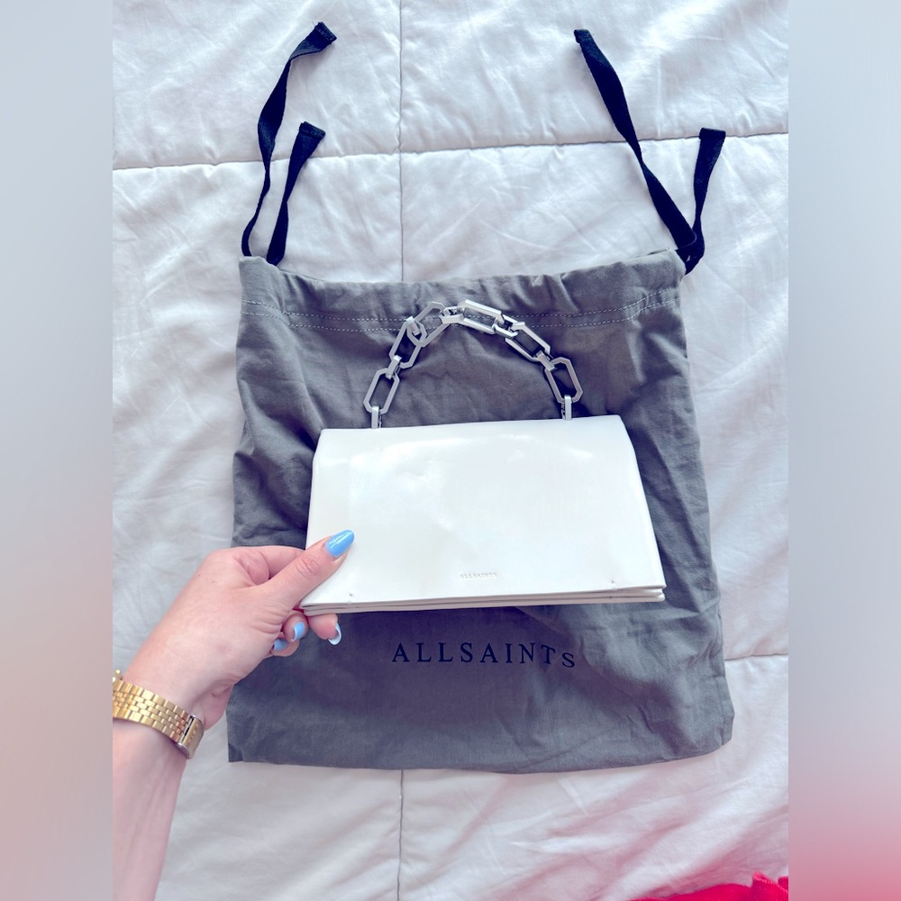 Allsaints Yua Leather Clutch - Desert White